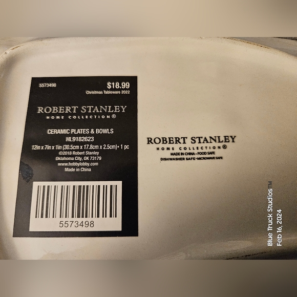 Robert Stanley Buffalo Plaid Black & White Christmas Tree Platter Plate … - Picture 5 of 6